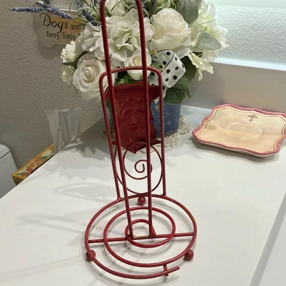 Antique Charming Chef Red Paper Towel Holder